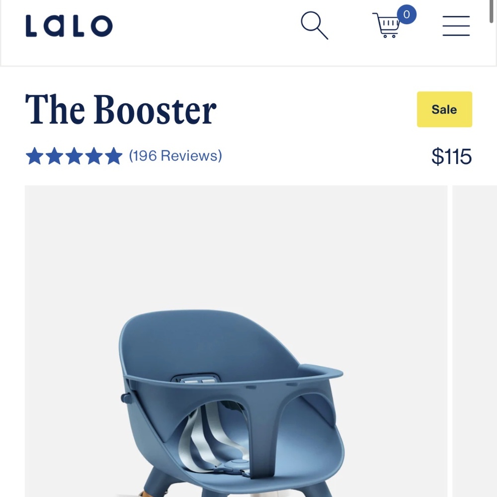 Lalo the booster high chair toddler blue